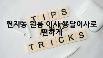 연지동 원룸 이사? 용달이사로 편하게!